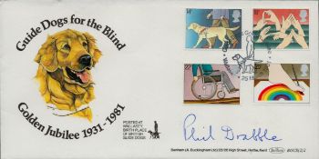Phil Drabble signed Guide Dogs FDC. 25/3/81 Wallasey postmark. Good condition. All autographs come