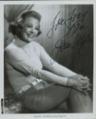 June Allyson signed 10x8 inch black and white photo. Dedicated. Good condition. All autographs