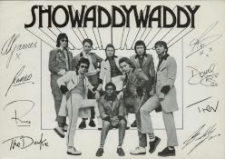 Showaddywaddy signed in Autopen Black & white Promo Card. 6x4 Inch. Includes Al James. Russ Field.