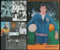 Football Collection of seven signed photos of ex England players/managers. Two are on magazine