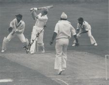 David Gower signed 10x8 inch vintage black and white photo pictured in action for England against