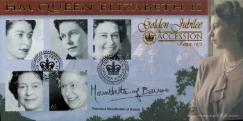 Countess Mountbatten of Burma signed FDC. 6/2/02 London SW1 postmark. Good condition. All autographs