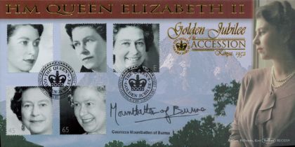 Countess Mountbatten of Burma signed FDC. 6/2/02 London SW1 postmark. Good condition. All autographs