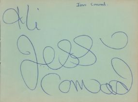 Jess Conrad signed Autograph page Approx. 5.25x4 Inch. Dedicated. Good condition. All autographs