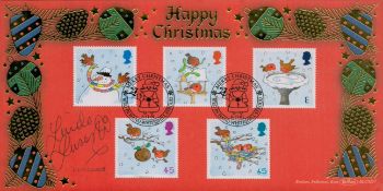 Linda Lusardi signed Merry Christmas FDC. 6/11/01 Stroud postmark. Good condition. All autographs