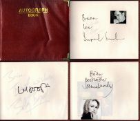 Entertainment collection of various autographs in a hard cover autograph book, including names of