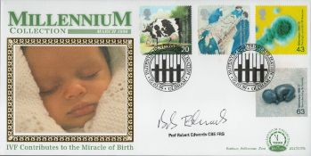 Prof Robert Edwards CBE FRS signed Patients FDC. 2/3/99 Oldham postmark. Good condition. All