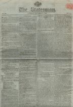 The Statesman 3 Sept 1808 original newspaper. Article the Battle or Vimiera Dispatch. No. 786 Four