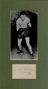 Len Harvey 1907-1976 Boxing Hall Of Fame Legend Signed Album Page With Mounted 9x16 Boxing Photo.