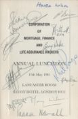 Savoy Hotel multisigned Annual Luncheon 1981 menu. Signatures include Howard Wilson, Mary Wilson,