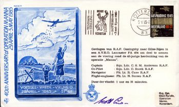 WWII Flown cover (RAFAC 17) 40th Anniversary Operation Manna 29th April-5th May 1985 signed by