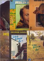 Country Music collection of 6 signed 33rpm vinyl album sleeves with discs of Ferlin Husky and George