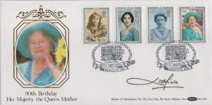 Lord Lichfield signed The Queen Mother 90th birthday FDC. 2/8/90 London SW1 postmark. Good
