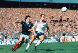 Autographed Trevor Brooking 12 X 8 Photo : Col, Depicting Trevor Brooking Of England Being Closely