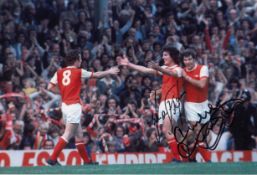 Autographed Arsenal 12 X 8 Photo : Col, Depicting Arsenal's Liam Brady And Malcolm Macdonald