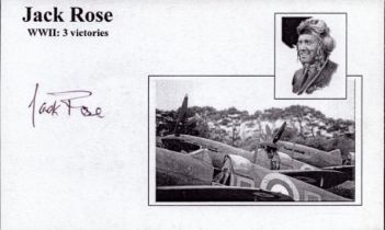 Jack Rose signed 6x4 World War II white card with black and white image. Jack Rose, CMG, MBE, DFC (