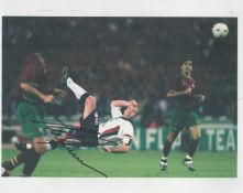 Alan Shearer signed 10x8 inch colour photo pictured in action for England. Good condition. All