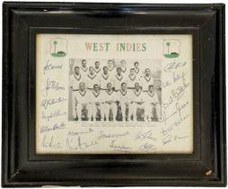 West Indies Cricket Team signed photo in 17x13 inch frame. 18 signatures names including Basil