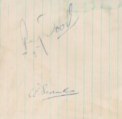 Manchester United legends Busby Babes Ray Wood and Albert Scanlon signed 4x4 album page. Good