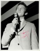 Bobby Vinton signed 10x8 inch original black and white vintage photo. Good Condition. All signed