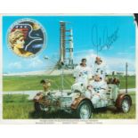 Gene Cernan signed Prime Crew of Eleventh Manned Apollo Mission NASA vintage 10x8 colour photo. Good