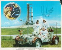 Gene Cernan signed Prime Crew of Eleventh Manned Apollo Mission NASA vintage 10x8 colour photo. Good
