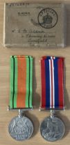 WW2 War Medal and Defence Medal Royal Navy Awarded To H.B. Addison JS-142270. In O.H.M.S Box of