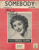 Petula Clark Singer Signed Vintage Sheet Music 'Somebody'. Good Condition. All signed items come