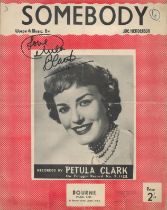 Petula Clark Singer Signed Vintage Sheet Music 'Somebody'. Good Condition. All signed items come