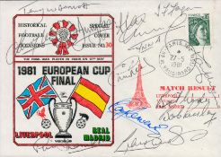 Liverpool legends multi signed 1981 European Cup Final Liverpool v Real Madrid commemorative FDC