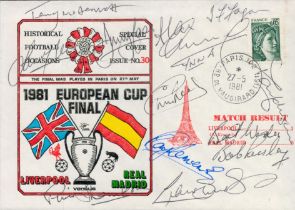 Liverpool legends multi signed 1981 European Cup Final Liverpool v Real Madrid commemorative FDC