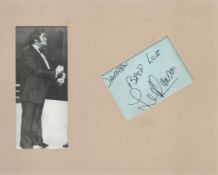 Les Dawson 10x8 mounted signature piece includes signed album page and vintage black and white