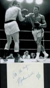 Muhammad Ali signed 6x4 inch page and vintage 10x8 inch black and white photo. Good Condition. All