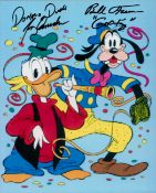 Tony Anselmo and Bill Farmer signed Donald Duck and Goofy illustrated 10x8 colour photo. Good
