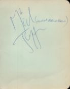 Mick Jagger signed 5x4 inch overall album page. Good Condition. All signed items come with our
