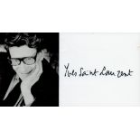 Yves Saint Laurent signed 8x4 inch black and white promo photo. Good Condition. All signed items