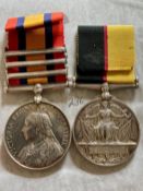 Pair of Named medals. Queen Sudan medal named to Pte Thomas Grey 4177 1st Seaforth Highlanders.