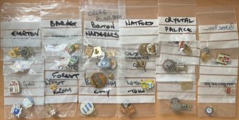 Football. Collection of 47 Pin Badges From 24 Different Clubs including Man Utd, Crystal Palace,