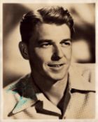 Ronald Reagan signed vintage 10x8 inch sepia photo dedicated for Mr Eric John Goodman when a page