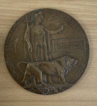 WW1 Death Plaque for Sgt Walter Basey of 2nd Battalion Yorkshire Regiment. Bronze Plated Plaque