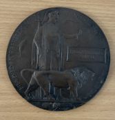 WW1 Death Plaque for Gunner Thomas Edward Fennel of 141st East Ham Regiment. Bronze Plated Plaque