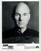 Patrick Stewart signed Star Trek The Next Generation 10x8 inch black and white promo photo. Good