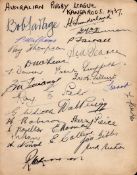 Australian Rugby League signature sheet from 1937. 27 Approx signatures including names of Sid