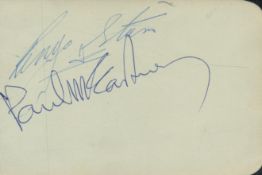 Paul McCartney and Ringo Star signed 6x4 inch album page. Good Condition. All signed items come with