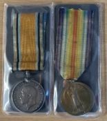 WW1 Pair Of War Medals Awarded To PTE P.H.A. Audrain (29192). Medals are British War Medal and