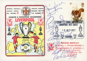 Liverpool Legends multi signed Liverpool v Dynamo Dresden 1977 League and European Champions into