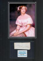 Jenny Lind 1820-1887 Opera Singer Called 'The Swedish Nightingale' Signed Cut Page With 12x17