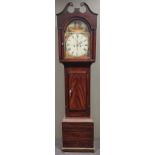 George III style mahogany longcase clock, the arched dial inscribed 'James Gourlay, Newton Stewart',