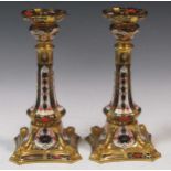 A pair of Royal Crown Derby 1128 pattern candlesticks, 27cm high