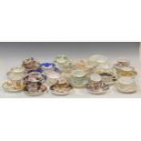 A collection of English porcelain cups and saucers, mainly circa 1820-1850, to include Ridgway,